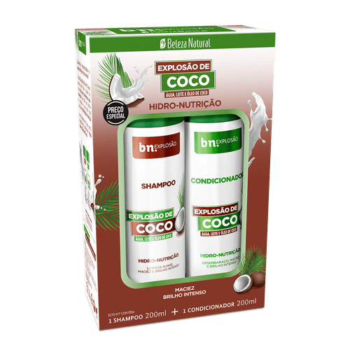Kit Duo Shampoo 200ml + Condicionador 200ml Explosão de Coco | bn.Cachos